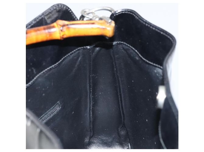 Bamboo Borsa a mano GUCCI in pelle verniciata nera e argento 001 2113 Auth ep13142 Nero - vista 18