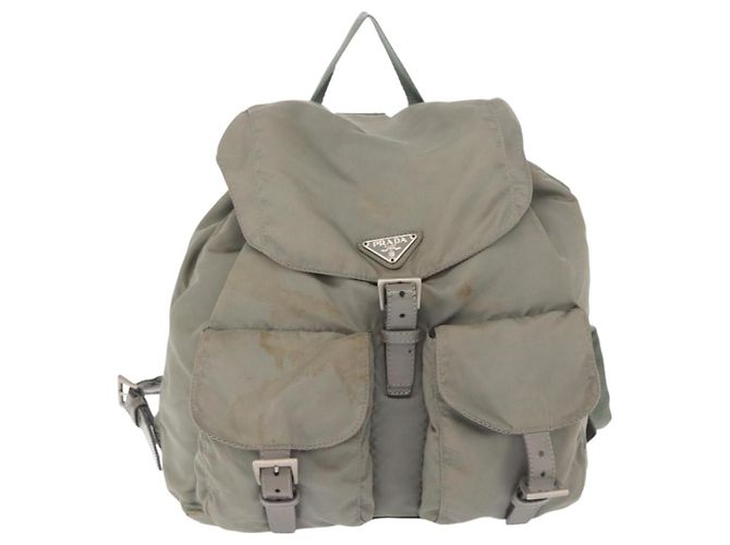 PRADA Backpack Nylon Gray Silver Auth 165573 Brown Silvery - view 13