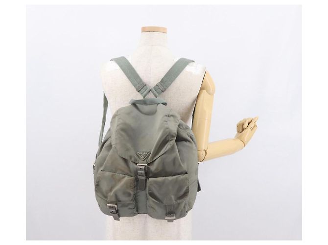 PRADA Backpack Nylon Gray Silver Auth 165573 Brown Silvery - view 25