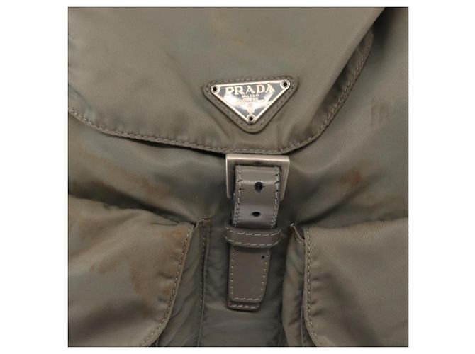 PRADA Backpack Nylon Gray Silver Auth 165573 Brown Silvery - view 9