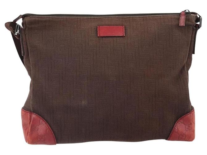 GUCCI Borsa a Spalla Guccissima Tela Marrone Argento 257301 Auth 170311 - vista 13