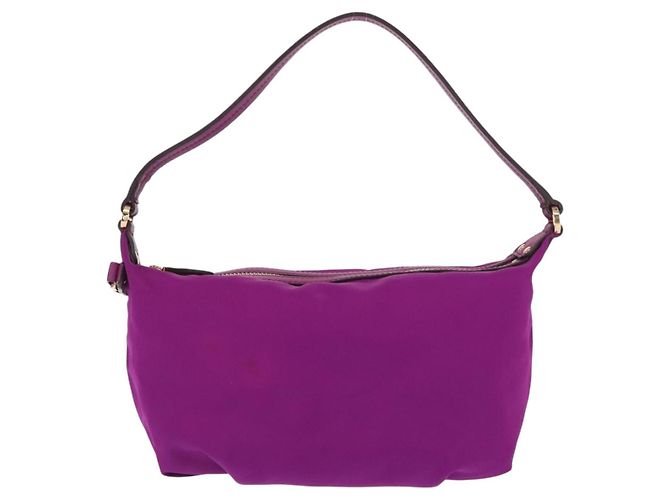 Pochette a mano in nylon viola e oro Salvatore Ferragamo Auth 169291V D'oro Porpora - vista 13