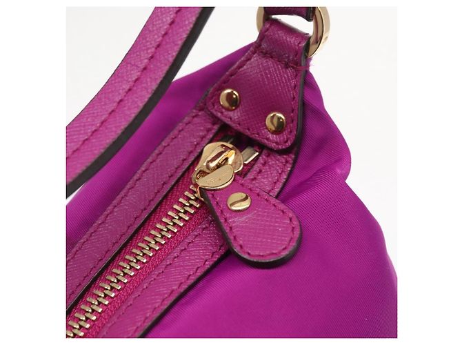 Pochette a mano in nylon viola e oro Salvatore Ferragamo Auth 169291V D'oro Porpora - vista 18