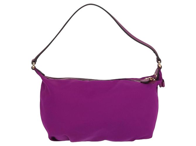 Pochette a mano in nylon viola e oro Salvatore Ferragamo Auth 169291V D'oro Porpora - vista 2
