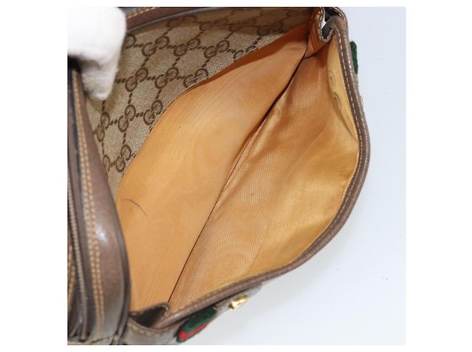GUCCI GG Supreme Web Sherry Line Tasche aus PVC Beige Gold 904 02 049 Auth 170266 Golden - Ansicht 11
