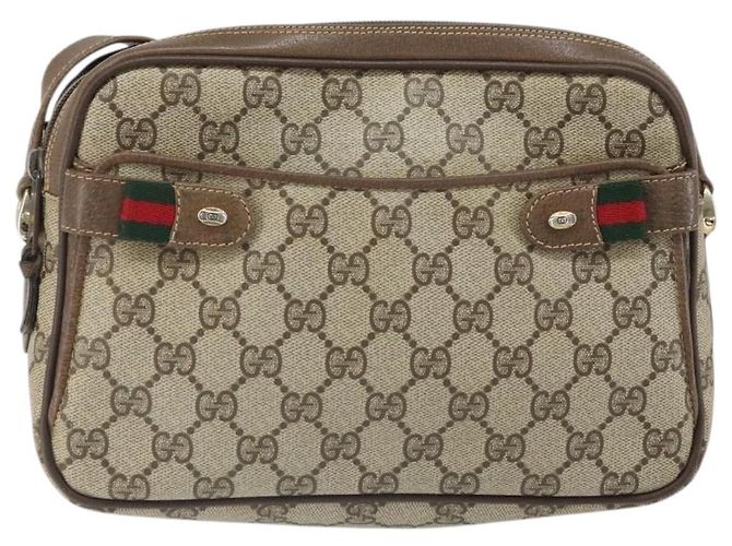 GUCCI GG Supreme Web Sherry Line Tasche aus PVC Beige Gold 904 02 049 Auth 170266 Golden - Ansicht 13