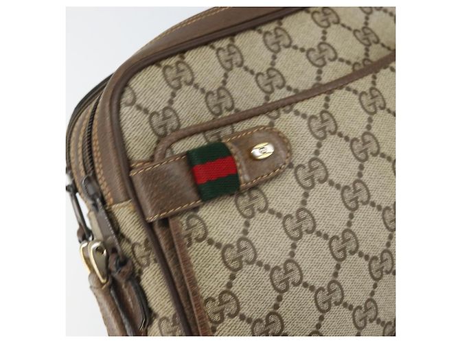 GUCCI GG Supreme Web Sherry Line Tasche aus PVC Beige Gold 904 02 049 Auth 170266 Golden - Ansicht 18