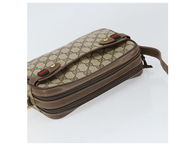 GUCCI GG Supreme Web Sherry Line Tasche aus PVC Beige Gold 904 02 049 Auth 170266 Golden - Ansicht 6