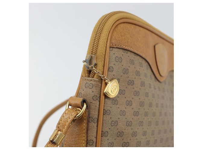 Gucci Borsa a Spalla Micro GG Supreme PVC Beige Oro 007 123 0428 Auth BA10077 D'oro - vista 10