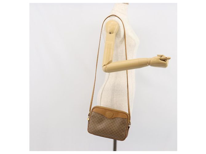 Gucci Borsa a Spalla Micro GG Supreme PVC Beige Oro 007 123 0428 Auth BA10077 D'oro - vista 22