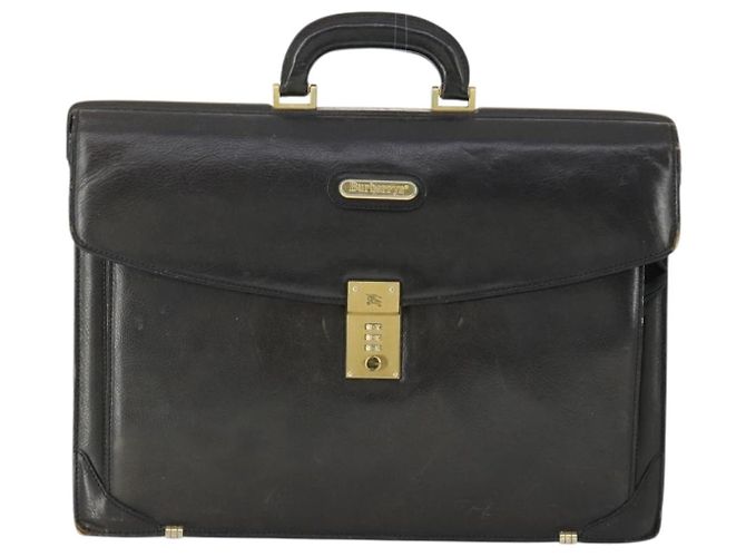 Borsa da lavoro Burberry in pelle nera e oro Auth bs32860 Nero D'oro - vista 13