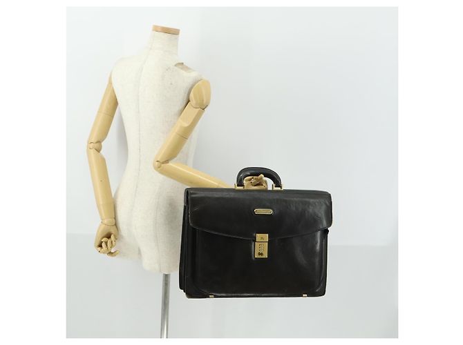 Borsa da lavoro Burberry in pelle nera e oro Auth bs32860 Nero D'oro - vista 25