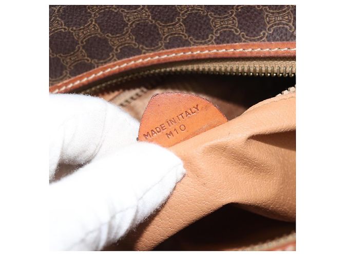 Céline Borsa a Spalla in Tela Macadam CELINE PVC Beige Oro Auth 169463 D'oro - vista 12