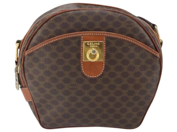 Céline Borsa a Spalla in Tela Macadam CELINE PVC Beige Oro Auth 169463 D'oro - vista 13