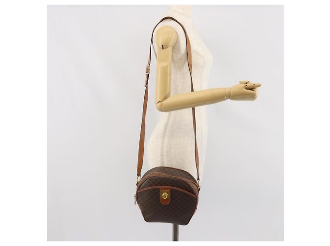 Céline Borsa a Spalla in Tela Macadam CELINE PVC Beige Oro Auth 169463 D'oro - vista 23