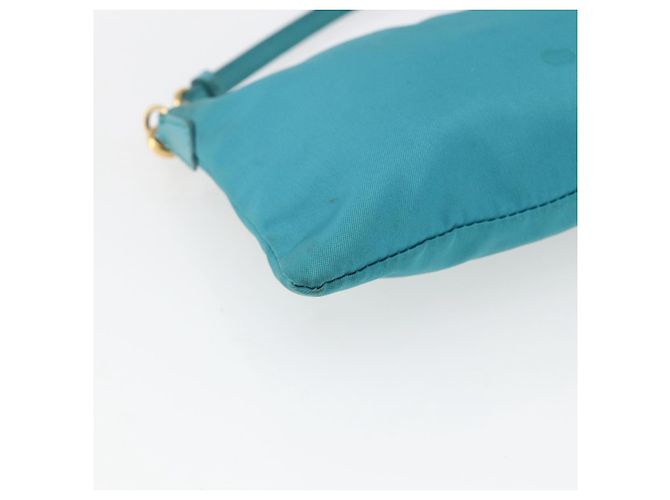Borsa a Spalla PRADA Nylon Azzurro Chiaro Oro Auth 170291 D'oro Blu chiaro - vista 17