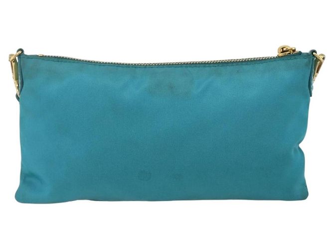 Borsa a Spalla PRADA Nylon Azzurro Chiaro Oro Auth 170291 D'oro Blu chiaro - vista 2