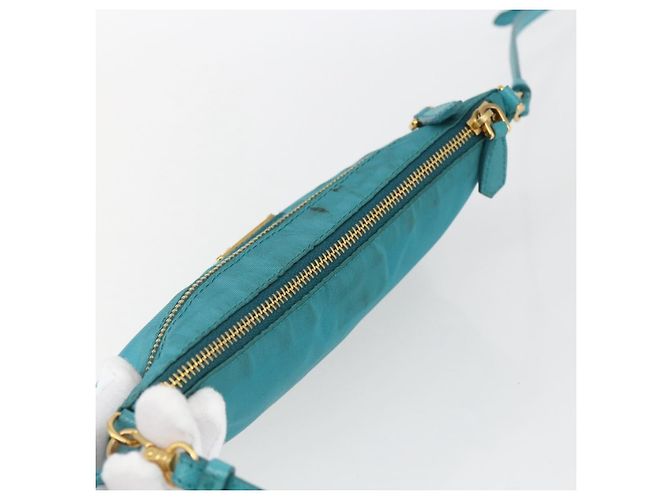 Borsa a Spalla PRADA Nylon Azzurro Chiaro Oro Auth 170291 D'oro Blu chiaro - vista 6