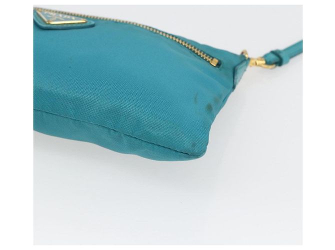 Borsa a Spalla PRADA Nylon Azzurro Chiaro Oro Auth 170291 D'oro Blu chiaro - vista 8