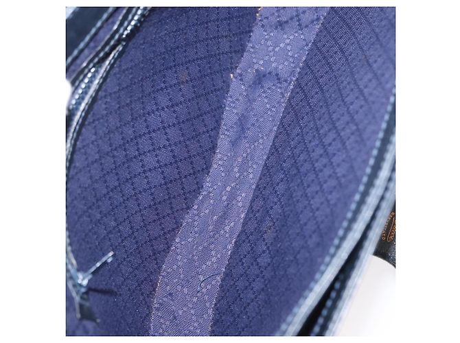 Borsa a Spalla Gucci GG Supreme Sherry Line PVC Navy Gold Auth ka2109 D'oro Blu navy - vista 12