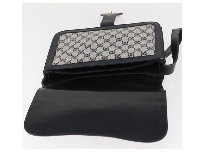 Borsa a Spalla Gucci GG Supreme Sherry Line PVC Navy Gold Auth ka2109 D'oro Blu navy - vista 18
