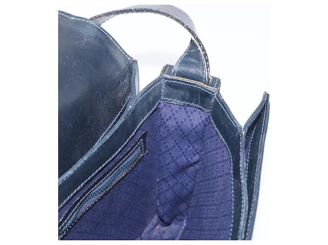 Borsa a Spalla Gucci GG Supreme Sherry Line PVC Navy Gold Auth ka2109 D'oro Blu navy - vista 19