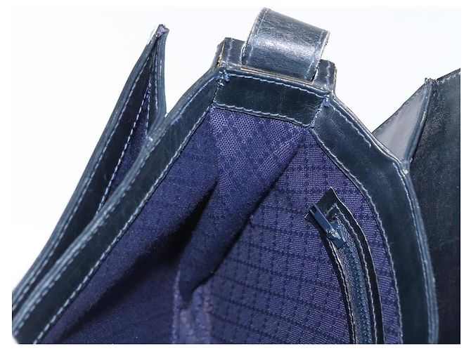 Borsa a Spalla Gucci GG Supreme Sherry Line PVC Navy Gold Auth ka2109 D'oro Blu navy - vista 20