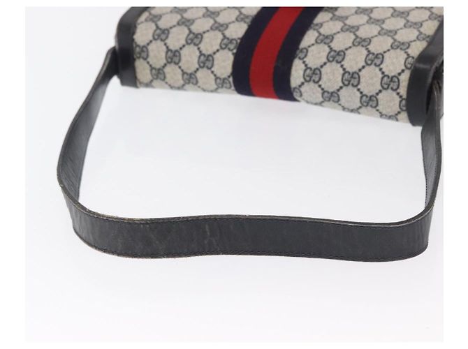 Borsa a Spalla Gucci GG Supreme Sherry Line PVC Navy Gold Auth ka2109 D'oro Blu navy - vista 8