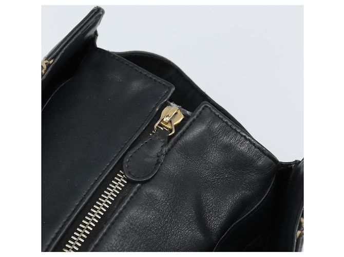 CHANEL Borsa a Mano Pelle Nera Oro CC Auth bs33126 Nero D'oro - vista 10