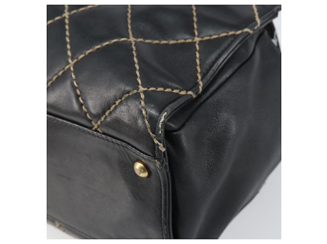 CHANEL Borsa a Mano Pelle Nera Oro CC Auth bs33126 Nero D'oro - vista 15