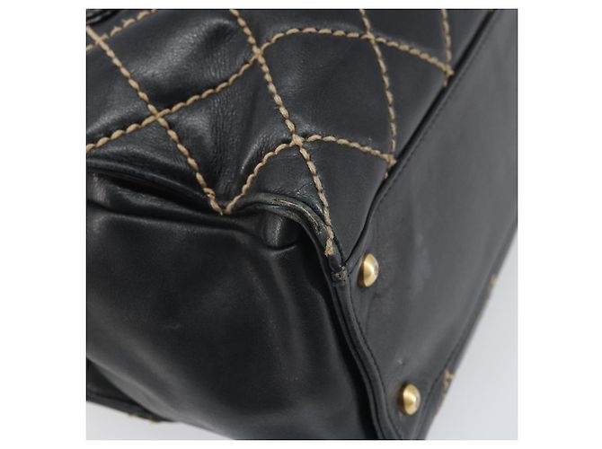 CHANEL Borsa a Mano Pelle Nera Oro CC Auth bs33126 Nero D'oro - vista 16