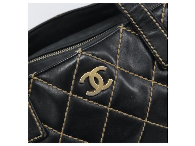 CHANEL Borsa a Mano Pelle Nera Oro CC Auth bs33126 Nero D'oro - vista 17
