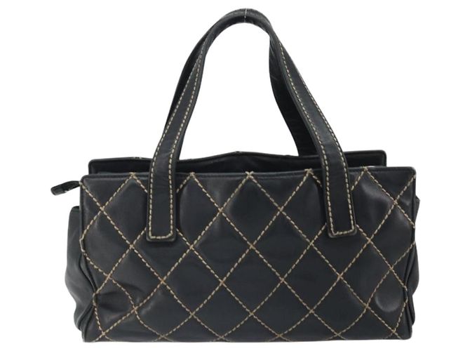 CHANEL Borsa a Mano Pelle Nera Oro CC Auth bs33126 Nero D'oro - vista 2
