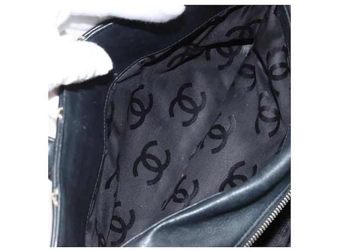 CHANEL Borsa a Mano Pelle Nera Oro CC Auth bs33126 Nero D'oro - vista 23