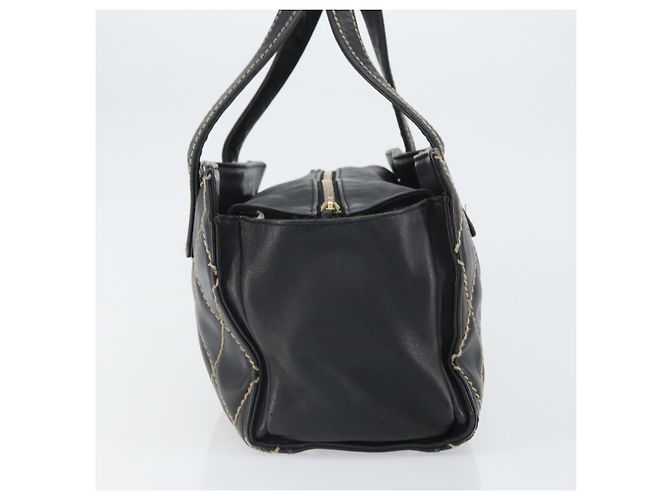 CHANEL Borsa a Mano Pelle Nera Oro CC Auth bs33126 Nero D'oro - vista 3