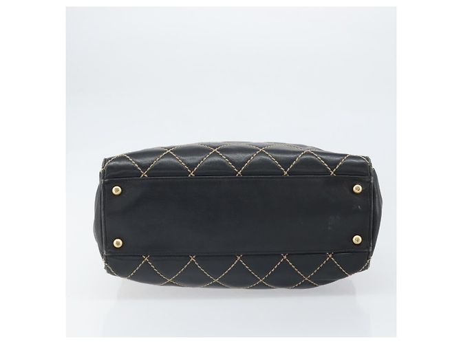 CHANEL Borsa a Mano Pelle Nera Oro CC Auth bs33126 Nero D'oro - vista 5
