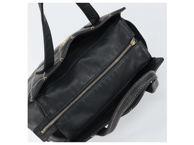 CHANEL Borsa a Mano Pelle Nera Oro CC Auth bs33126 Nero D'oro - vista 6