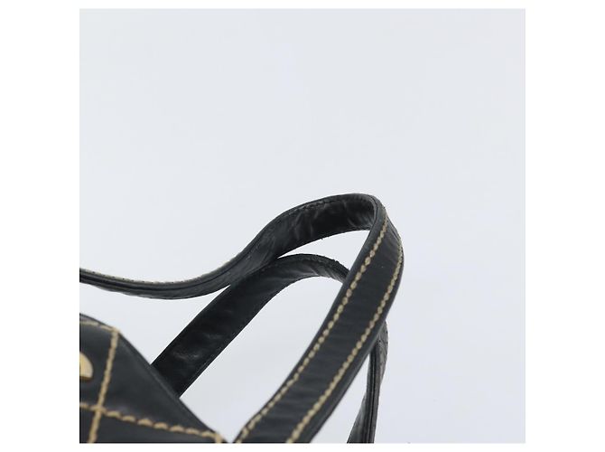 CHANEL Borsa a Mano Pelle Nera Oro CC Auth bs33126 Nero D'oro - vista 8