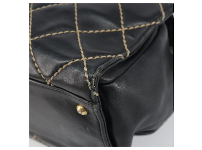 CHANEL Borsa a Mano Pelle Nera Oro CC Auth bs33126 Nero D'oro - vista 9
