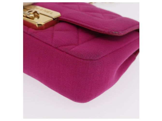 CHANEL Borsa a Spalla Matelassé Catena Cotone Rosa Oro CC Auth bs32986 D'oro - vista 15