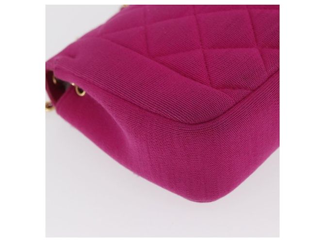 CHANEL Borsa a Spalla Matelassé Catena Cotone Rosa Oro CC Auth bs32986 D'oro - vista 16