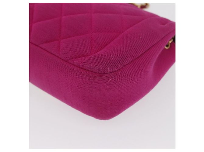 CHANEL Borsa a Spalla Matelassé Catena Cotone Rosa Oro CC Auth bs32986 D'oro - vista 17
