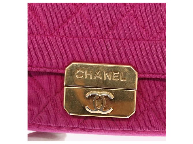 CHANEL Borsa a Spalla Matelassé Catena Cotone Rosa Oro CC Auth bs32986 D'oro - vista 18