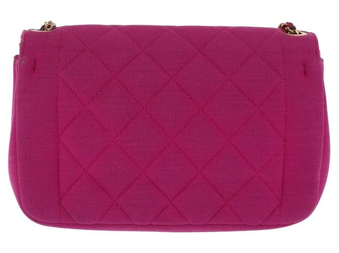 CHANEL Borsa a Spalla Matelassé Catena Cotone Rosa Oro CC Auth bs32986 D'oro - vista 2