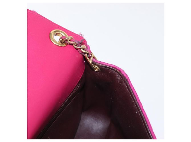 CHANEL Borsa a Spalla Matelassé Catena Cotone Rosa Oro CC Auth bs32986 D'oro - vista 22