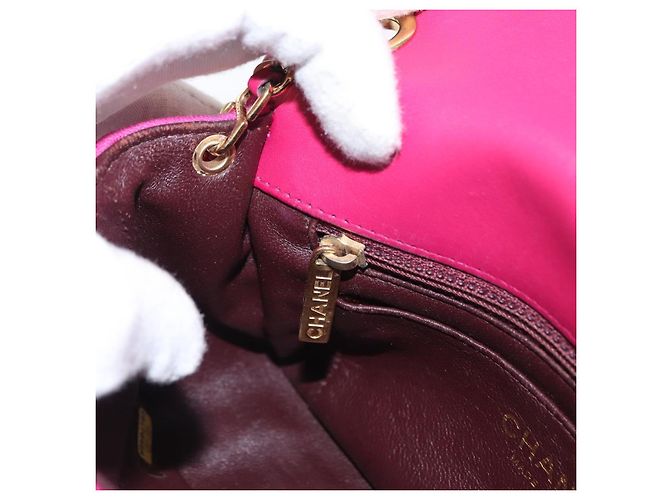 CHANEL Borsa a Spalla Matelassé Catena Cotone Rosa Oro CC Auth bs32986 D'oro - vista 24