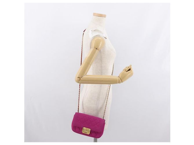 CHANEL Borsa a Spalla Matelassé Catena Cotone Rosa Oro CC Auth bs32986 D'oro - vista 26