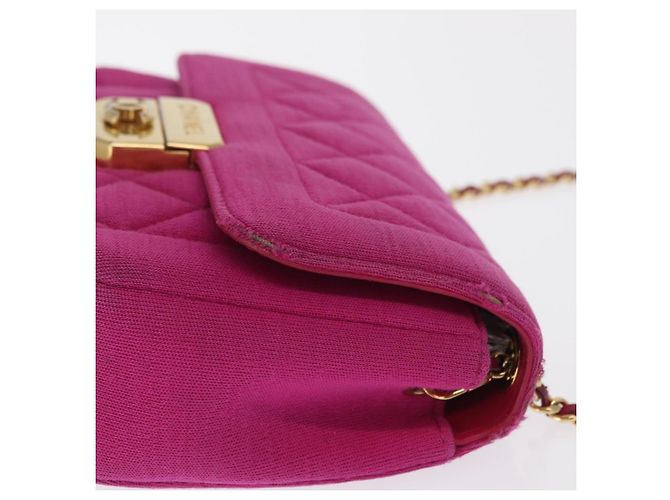 CHANEL Borsa a Spalla Matelassé Catena Cotone Rosa Oro CC Auth bs32986 D'oro - vista 4