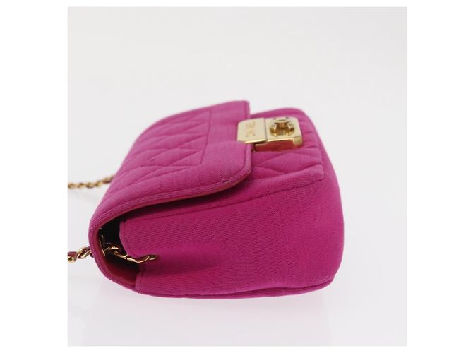 CHANEL Borsa a Spalla Matelassé Catena Cotone Rosa Oro CC Auth bs32986 D'oro - vista 5