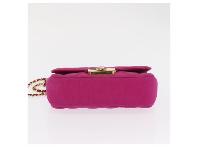 CHANEL Borsa a Spalla Matelassé Catena Cotone Rosa Oro CC Auth bs32986 D'oro - vista 6